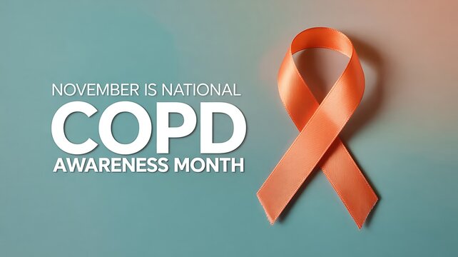Orange ribbon for copd awareness month in november symbolizing support and education for chronic obstructive pulmonary disease patients