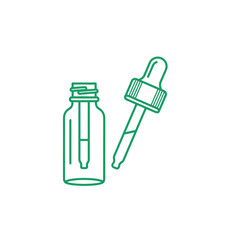 Green Line Art Dropper Bottle with Pipette for Liquid Serum and Essential Oils