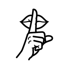 Silent Gesture Hand with Lips – Minimalist Line Art of Secrecy and Calm Expression
