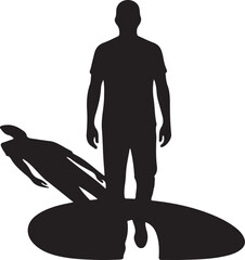 Black Silhouette of a Man with His Shadow Separating and Falling into a Hole, Symbolizing Internal Struggle, Alter Ego, or a Personal Void