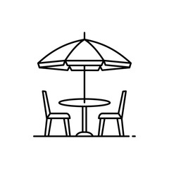 Outdoor Patio Table and Chairs with Umbrella &ndash; Minimalist Cafe Furniture Line Art