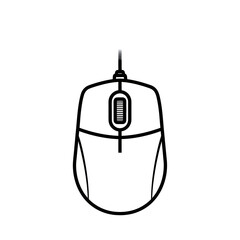 Simple Computer Mouse Line Icon Isolated on White Background