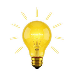 Bright idea bulb isolated on white background isolated on transparent background