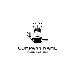 Chef Hat and Cooking Utensils Logo Design.