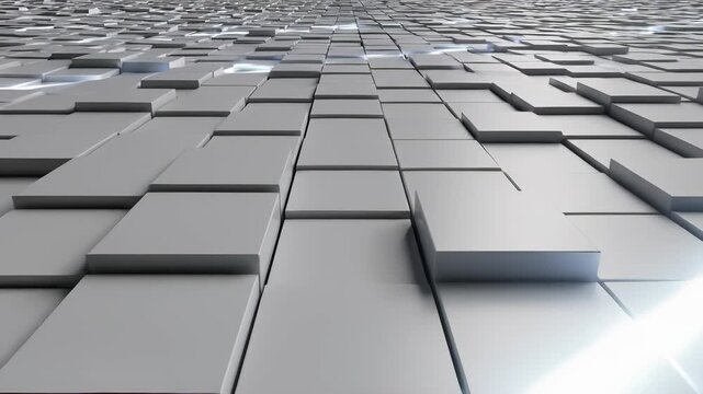 Colorful cubes of light emitting from modern tiles create a futuristic representation of technological innovation and progress, making it an ideal choice for projects focused on cutting edge.