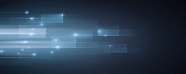 Night colors pulse, Digital flow with luminous particles, Vivid midnight streaks with bright glowing elements, Cyberinspired darkness featuring shimmering particles and dynamic motion