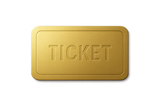 Shiny golden ticket mockup isolated on transparent background premium voucher template - Powered by Adobe