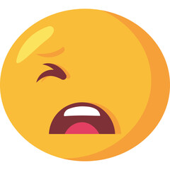 Yellow Emoji Face With Open Mouth And Wavy Eyebrow Expressing Disappointment Or Sadness Isolated On White Background With Flat Design Style
