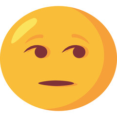Fototapeta premium Yellow Emoticon With Skeptical Expression And Rolling Eyes On Transparent Background