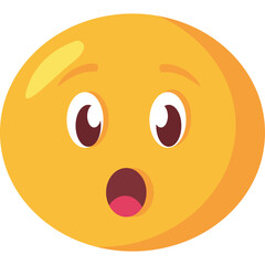 Fototapeta premium Yellow Orb With Wide Eyes And Open Mouth Expressing Shock Or Surprise Isolated On Transparent Background