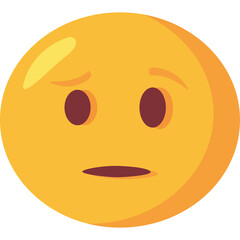 Yellow Round Face Emoji With Sad Expression And Dark Red Eyes And Mouth On Transparent Background