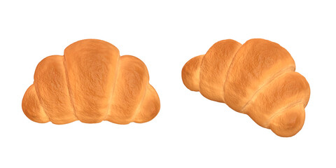 クロワッサンの3DCGレンダー素材。リアルで美味しそうなブレッドのイラスト