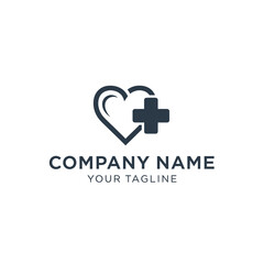 Heart and Medical Cross Logo Design for Healthcare Company Branding.