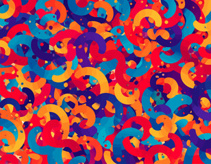 Vibrant Abstract Pattern with Swirling Colorful Shapes.