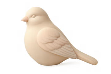 Beige wooden bird figurine on transparent background