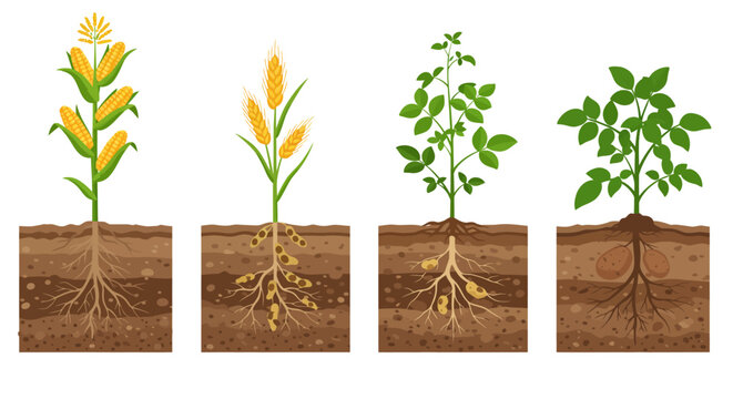 Corn and Potato Plants Detailed Look at Growth and Root Systems