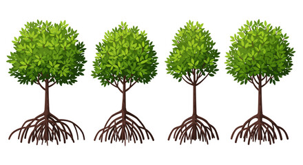 Mangrove Trees with Root Systems Illustration