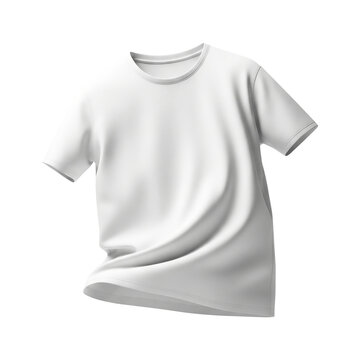 Realistic 3D rendered blank white t-shirt mockup, perfectly isolated on a pristine white background. Ideal for custom branding and apparel design presentations
