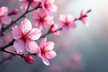 Obraz premium Delicate pink sakura blossoms, intricate branch pattern, elegant, blossom pattern