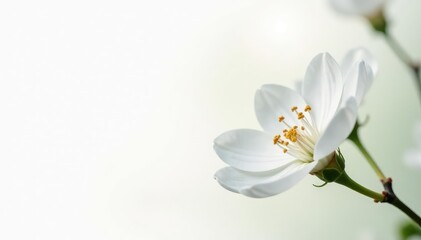 Obraz premium Delicate white flower blossoms against pure white background, wildlife, garden, nature
