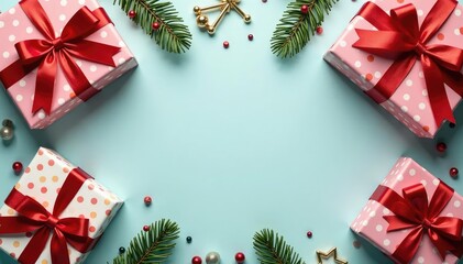 Elegant gift boxes, ribbons, bows, festive pattern, black, repeat