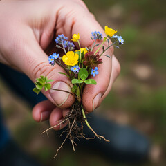 flower in hands