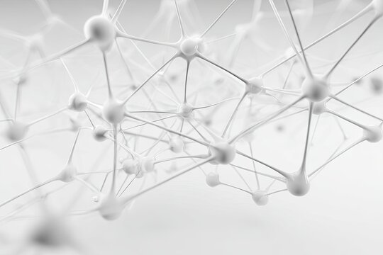 Abstract Network Of White Spheres On Light Gray Background