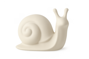 White ceramic snail figurine representing slowness concept