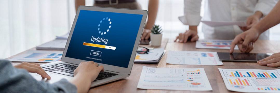 Software update on computer for brisk version of device software upgrade - Powered by Adobe
