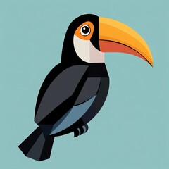 Obraz premium Stylized toucan with vibrant orange beak on blue