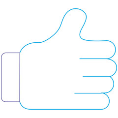 Stylized Line Art of a Thumbs Up Gesture in Blue and Purple on a Transparent Background Showing Approval and Positivity
