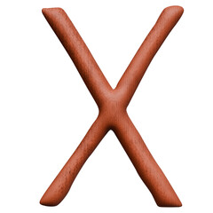  Letter X Hand-Carved Wood Grain Accent