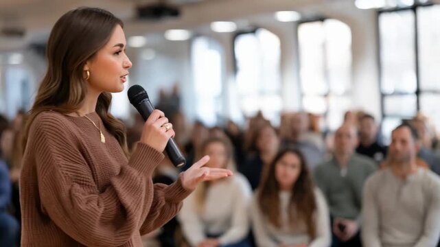 Creative storyteller sharing authentic employee experiences in a bright office setting enhancing employer brand transparency