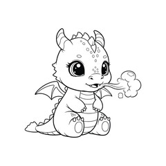 Kawaii Mythical Creature Line Art