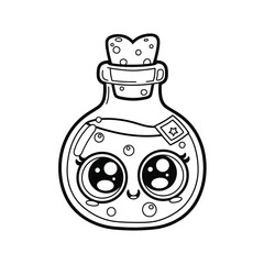 Kawaii Potion Bottle Coloring Page
