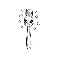 Kawaii Toothbrush Coloring Page