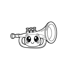 Kawaii Trumpet Coloring Page