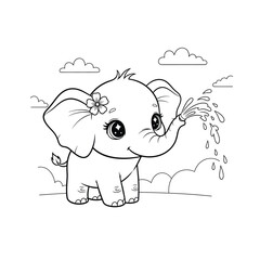 Adorable Baby Elephant Coloring Page