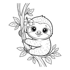 Adorable Baby Sloth Coloring Page