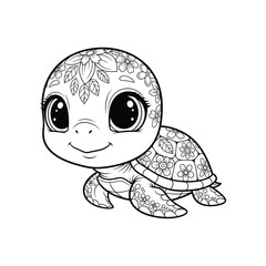 Adorable Baby Turtle Coloring Page for Kids