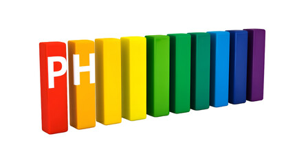 Rainbow colored blocks spelling out ph on black background