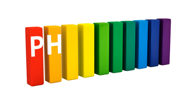 Rainbow colored blocks spelling out ph on black background - Powered by Adobe