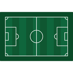 Top View Of A Green Soccer Field With White Lines And Goal Boxes Illuminated By Bright Daylight