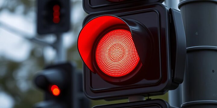 Traffic signal light at an intersection showing red light,  picture,  signal
