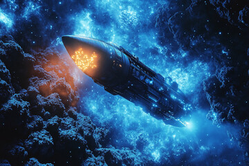 A spacecraft analyzing bioluminescence in alien oceans  