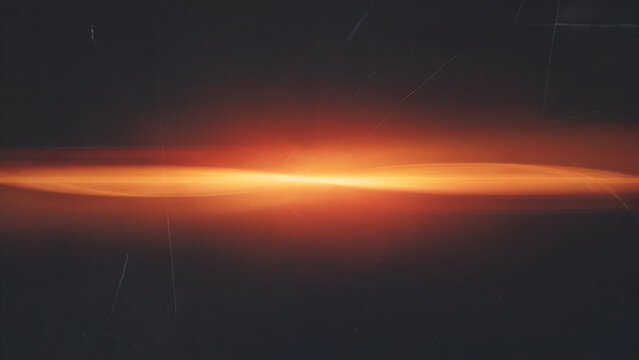 Abstract glowing orange light leak forming a horizontal energy beam across a dark, distressed background texture