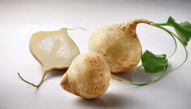 Vector illustration of a jicama on a plain background.