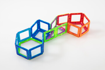Step 2 –  Step-by-step building process with colorful magnetic toy blocks