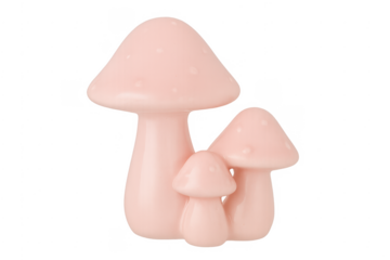 Pink mushroom family displaying growth and connection