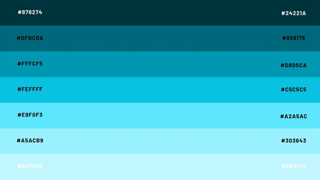 color palette combination with a combination of colors from dark to light with a code once - turquoise